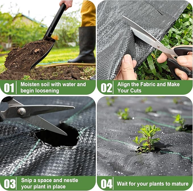 6FTx100FT Weed Barrier Fabric Heavy Duty, Gardening Landscape Fabric Cover Mat, Durable Weed Control Fabric for Garden Bed Cover, Landscaping, Commercial Driveway, Underlayment Use (6x100FT-3.2OZ)