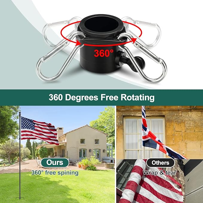 Barcetine 4-Pack Ground Flag Pole Kit - 8.5FT Tangle Free with Anti-Tip Stand Prong -1 inch Heavy Duty Portable Inground Flag Holder for Yard Garden Outdoor, Bonus 3x5 US Flag, Black