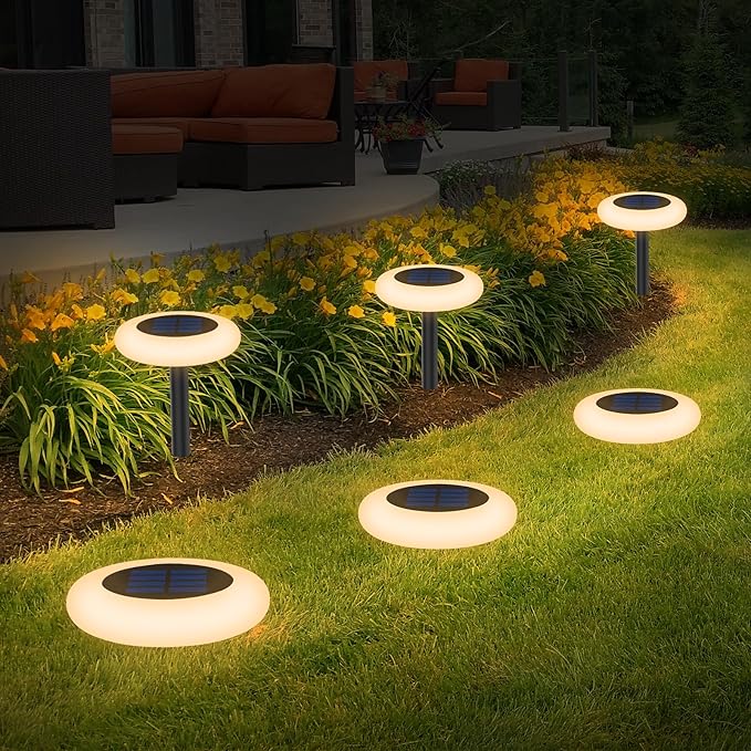 intelamp Colorful Solar Lights for Outside Solar Garden Lights Backyard Decor Outside Lights for Yard Color Changing Solar Pathway for Yard Garden Pathway,6 Pack