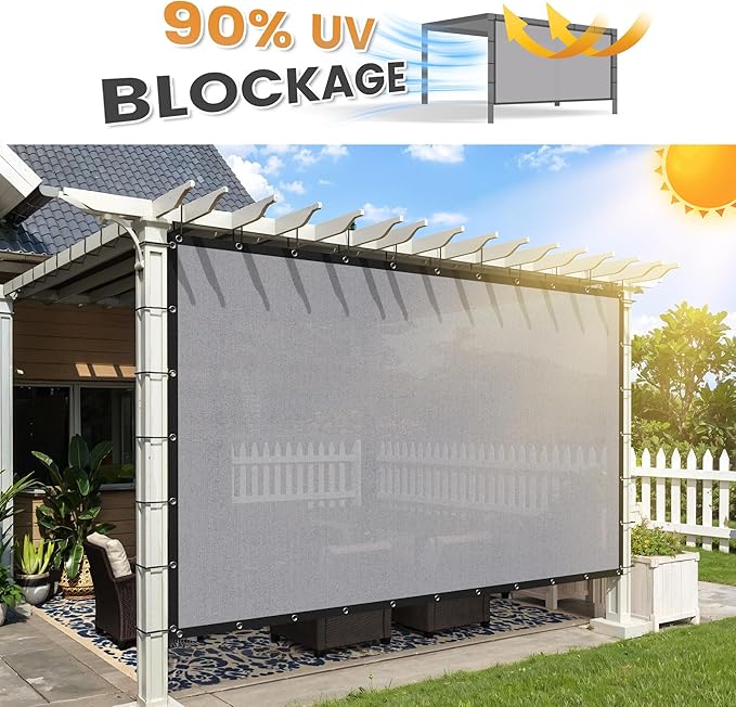 VICLLAX Shade Fabric Sun Shade Cloth with Every 2 FT Grommets for Patio Garden Pergola Cover Canopy 8x20 FT, Light Grey