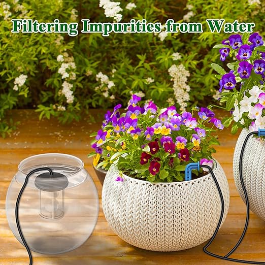 Automatic Irrigation Accessories Contain 10 Meter Irrigation Hose,10 Irrigation Drippers,10 Tees and Filter for Garden Plant Irrigation,Expansion Irrigation Kits for Solar Irrigation System
