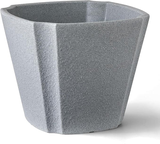ARBORA 20" Monaco Square Polyresin Indoor and Outdoor Planter with Stone Blend Concrete Gray Finish - Durable, Weatherproof, Lightweight, Large Plant Pot for Patio, Garden, Deck, Entryway