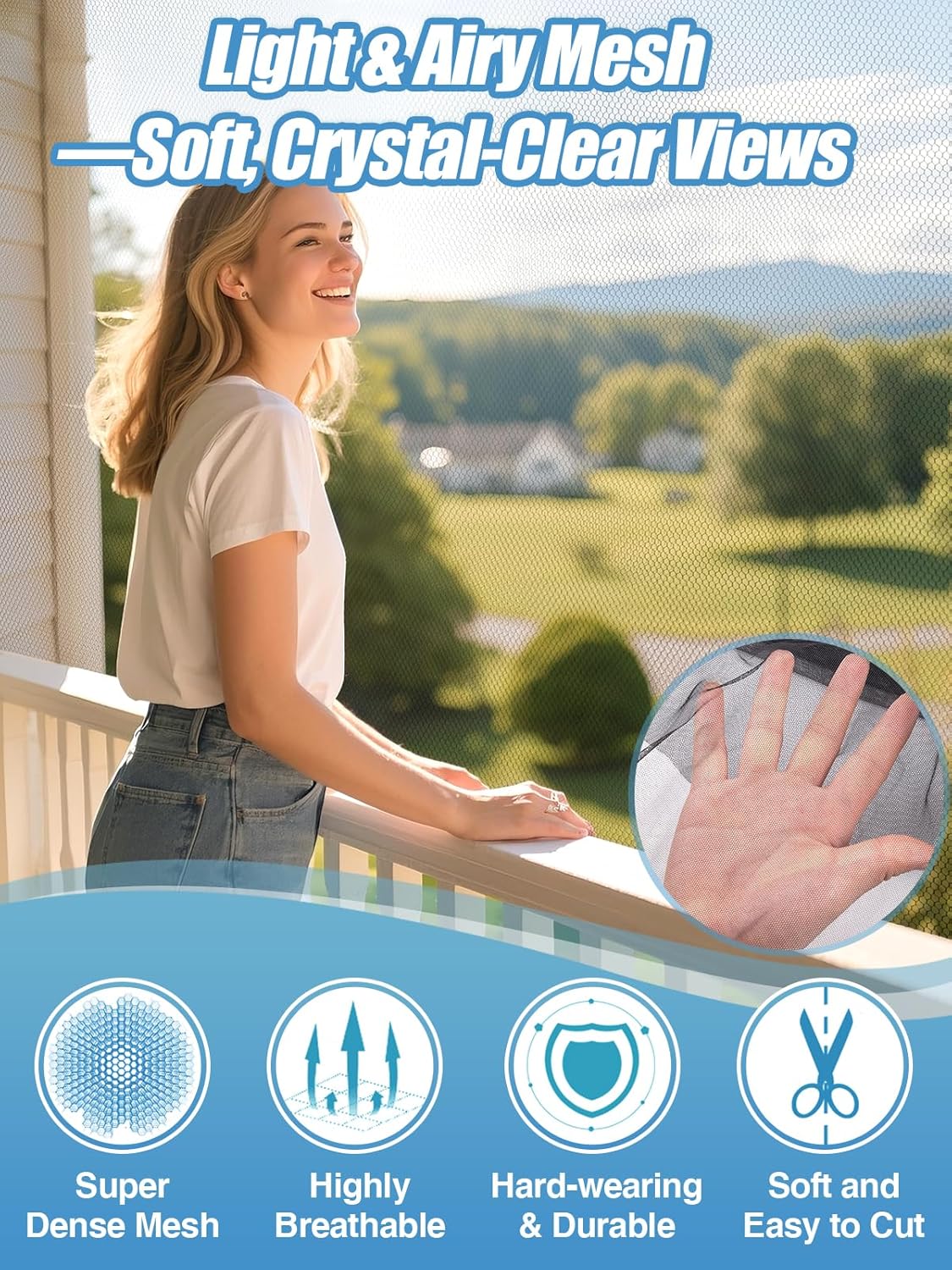 33x10ft Large Mosquito Net, Mesh Netting for Garden Skin and Plants Protection, Patio Bird Bug Screen, Black