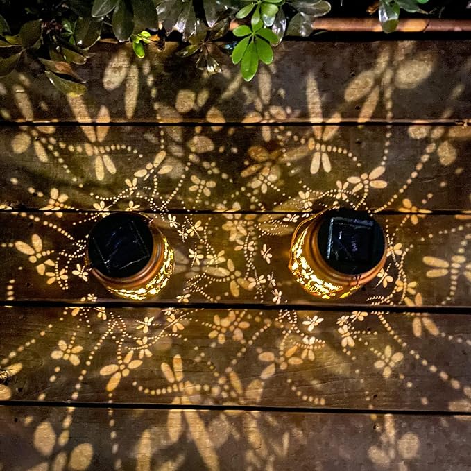 Mothers Day Gifts, 4 Packs Dragonfly&Hummingbird Solar Lantern Lights Outdoor Decor, Hanging Waterproof Metal Decorations, Landscape Lights for Garden Patio Yard Lawn Backyard Front Porch