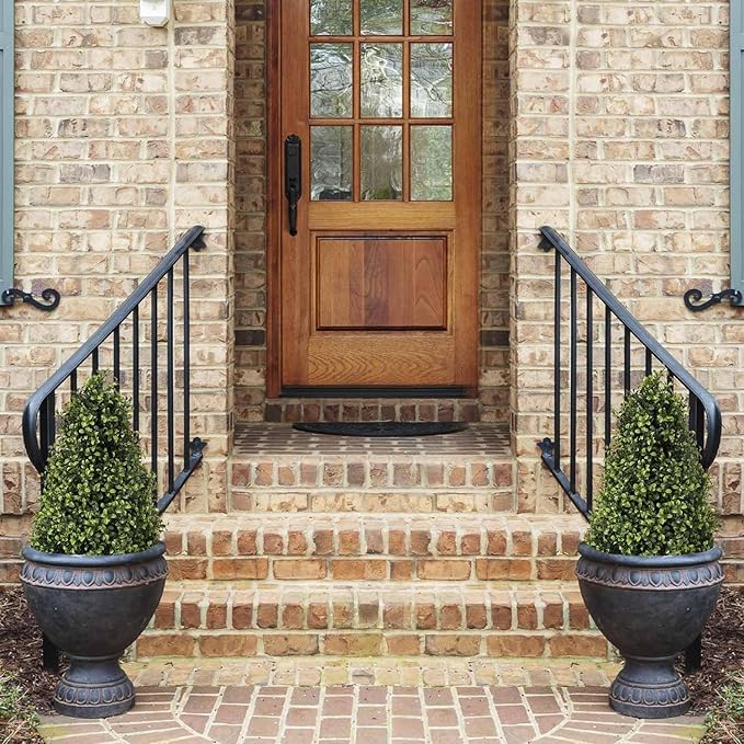 30" Artificial Boxwood Topiary Trees Outdoor Set of 2 - UV Resistant Faux Plants for Front Porch Outside Planter, Realistic Fake Cone-Shaped Bushes & Shrubs 2.5ft