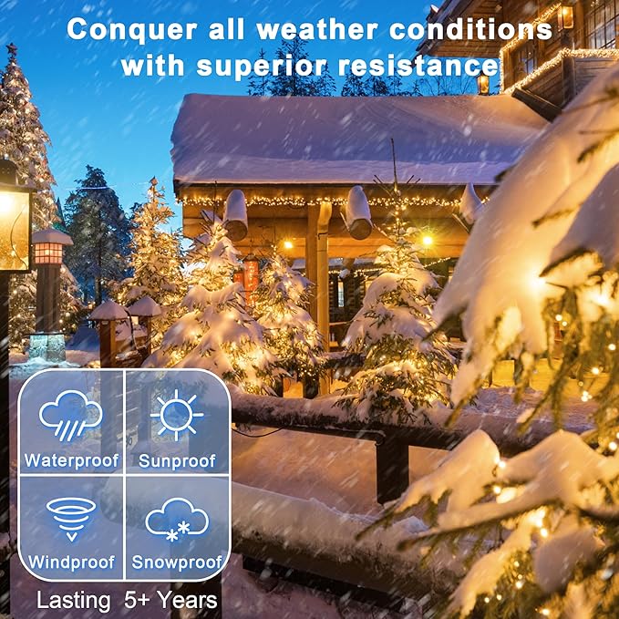 180 LED 59FT Fairy String Lights, LED Christmas Lights with 8 Modes, Connectable Indoor String Lights with Timer Memory for Outdoor Tree Fence Garden Bedroom Wedding Christmas Decorations Warm White