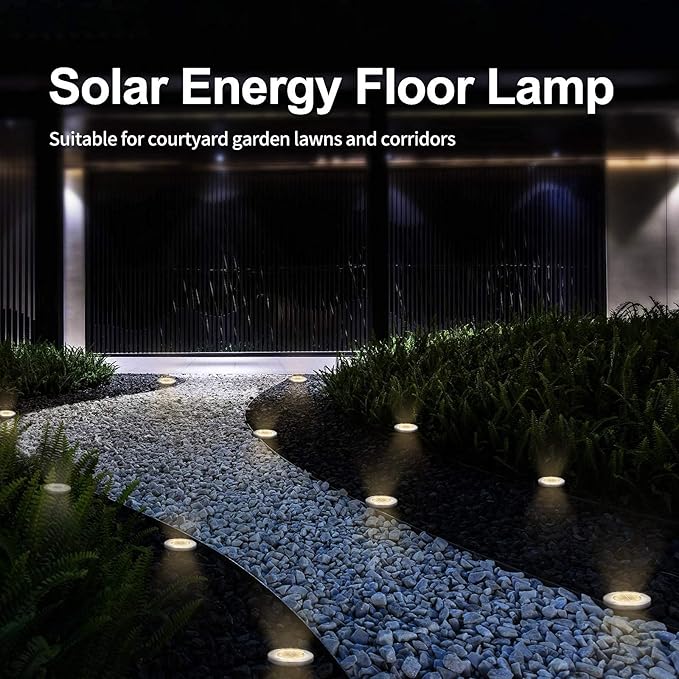 Aogist Solar Ground Lights 12 Packs, 8 LED Solar Garden Lights, Waterproof Outdoor Solar Disk Lights, In-ground Outdoor Landscape Lights for Pathway Yard Walkway Patio Lawn Path (Warm White)