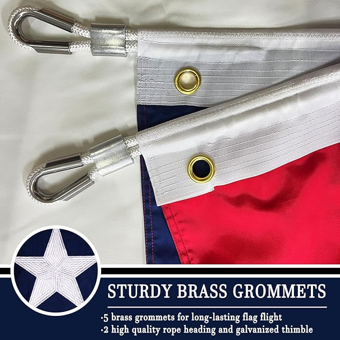 AZCOVER American Flag 12x18 FT Luxury Us Flag for Outside Made in USA Heavy Duty Nylon American Flags for Outdoor with Embroidered Stars Sewn Stipes and Brass Grommets All Weather Lasting United