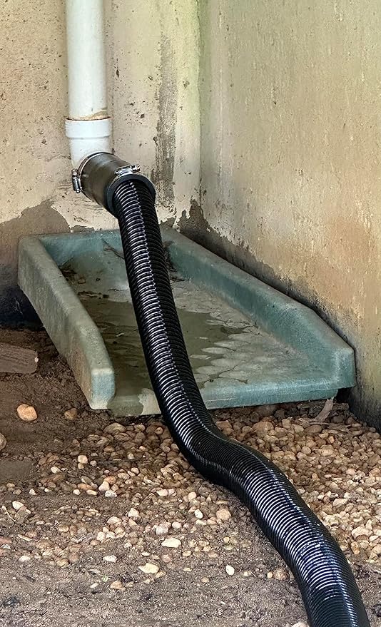 Pond Tubing ID 1 1/2” × 10ft Black Corrugated Flexible Reinforced Waterfall Pond Tube Sump Pump Hose, Non-toxic & Kinkproof (10 ft, 1 .5" ID 38mm)