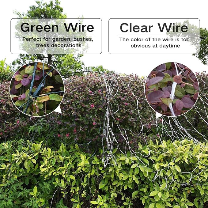 Lomotech 12ft x 5ft 360 LED Christmas Net Lights, 8 Modes Waterproof With Timer Low Voltage Connectable Mesh Lights for Trees, Bushes, Shurb, Garden, Outdoor Decoration(Green Wire, Multi-colored)