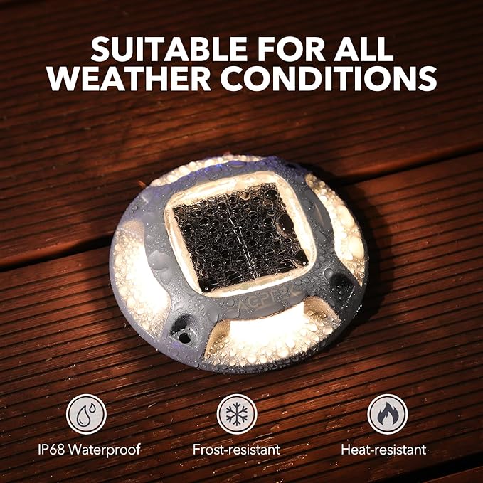 AGPTEK Solar Driveway Lights Outdoor 4 Pack, 2 Color Modes LED Deck Dock Marine Waterproof Driveway Marker Lights for Step Sidewalk Stair Garden Pathway Walkway Yard (Warm White/Cool White)