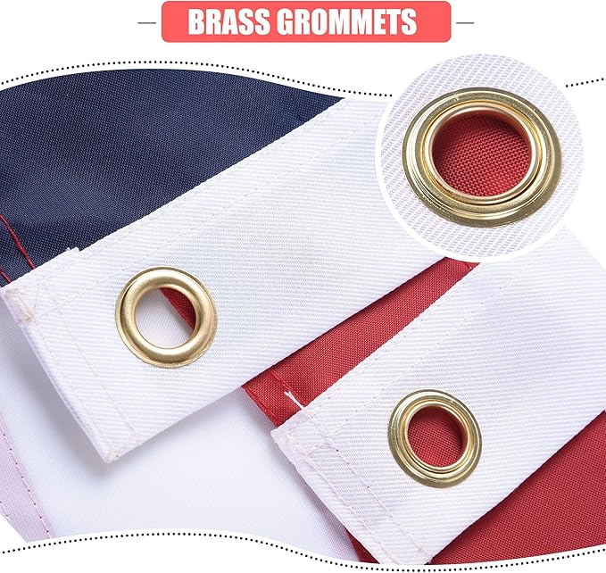 American Flag 12x18 Outside, US Flags for Outdoor Indoor, Heavy Duty Durable, Deluxe Embroidered Stars, Brass Grommets, Sewn Stripes, Vivid Color, Fade Resistant and waterproof