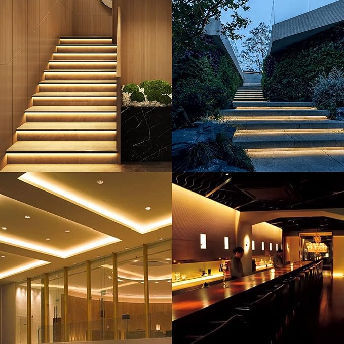 15M/49.2ft 24V COB LED Strip Light Waterproof IP65 Warm White 3000K Uniform Glow 5760LEDs CRI 93+ Flexible LED Tape Lights for DIY Cabinet Bedroom Kitchen Home Decor(No Power Supply)