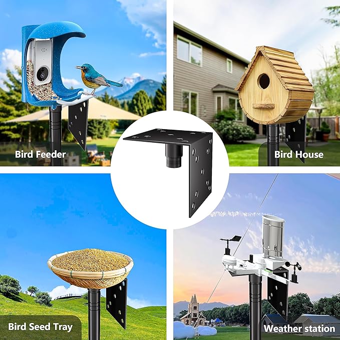 Bird Feeder Pole Stand,95 Inch House Pole for Outdoors Weather Station,Heavy Duty Metal Mount Kit Adjustable Multifunctional Bird Feeder Stand