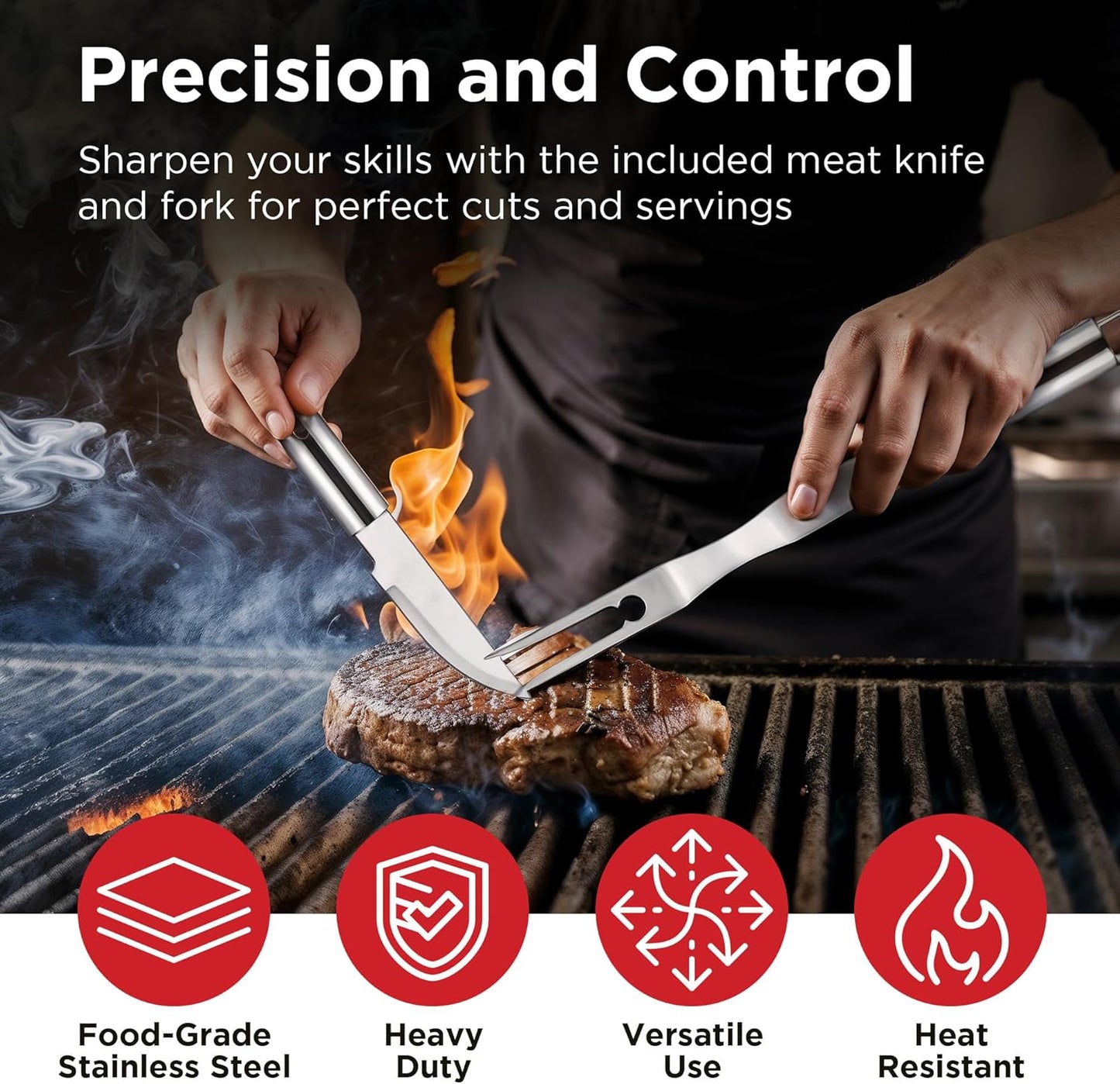 Kaluns BBQ Accessories, Complete Grill Set Dad Gifts for Christamas, 40 Pcs Premium Heavy Duty Stainless Steel Barbecue Grill Accessories for Outdoor Grill Gifts for Men Dad