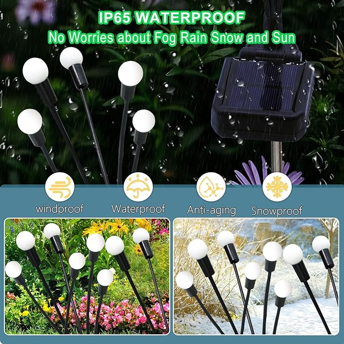 St Patricks Day Decorations Solar Garden Green Lights Outdoor, 2 Pack 20 LED Solar Firefly Lights, Waterproof Solar Wind Swaying Lights for St. Patrick's Day Irish Day Outside Yard Patio Decoration