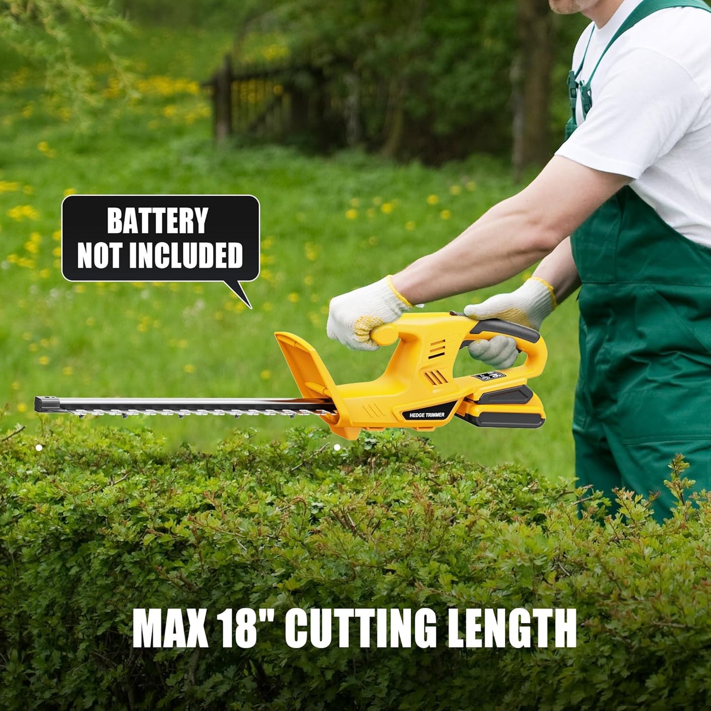 Houselife Cordless Hedge Trimmer Compatible with Dewalt 20V MAX Battery(Tool Only), 18'' Electric Hedge Trimmers Cordless, Lightweight Battery Powered Bush Trimmer for Yard, Garden