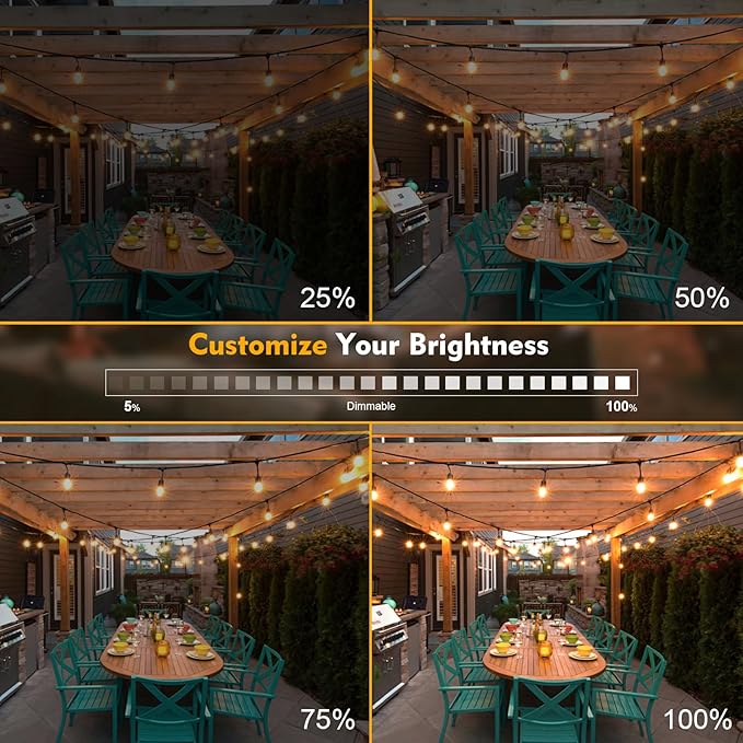 48 Pack LED S14 Replacement Light Bulbs, Shatterproof Outdoor 1 Watt to Replace 11Watts String Incandescent Bulb, Dimmable, E26 Regular Medium Screw Base, 2200K Warm White