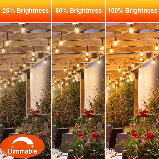 36 Pack S14 LED Bulbs for Outdoor String Lights, Shatterproof Replacement Edison Bulbs for Patio String Lights Outdoor Waterproof, Warm White 2200K, Dimmable, E26 Standard Base