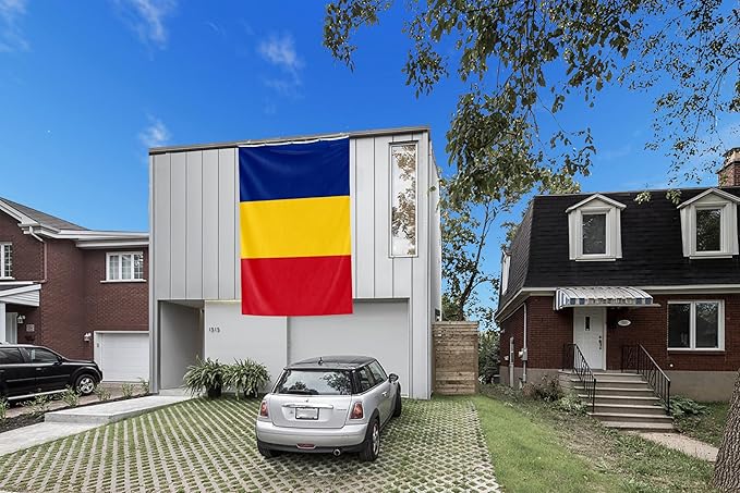 Romania Extra Large Flag 6x10FT Giant Romanian National Polyester Banner With 3 Grommets Fade Resistant Vivid Color For Patriotic Festival Events Party Decoration (Romania, 6x10FT)
