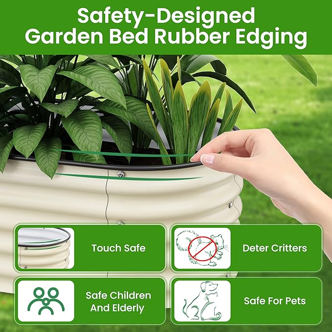 8 X 2 X 1.4Ft Raised Garden Beds Kits, Galvanized Raised Garden Beds Outdoor Planter Box for Vegetables, Gardening, Flowers, Fruits etc(Ivory)