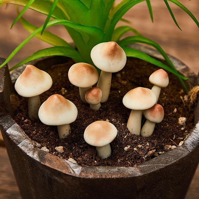 Taiyin 20 Pcs Luminous Mushroom Miniature Garden Mushrooms Outdoor Decor Waterproof Glow in The Dark Yard Decor for Fairy Outdoor Garden Micro Landscape Christmas Tree Decor