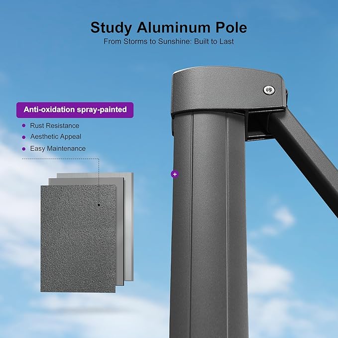PURPLE LEAF 9 FT Cantilever Patio Umbrella Outdoor Aluminum Offset Square Umbrella with 3 Years Fade Resistance Recycled Fabric and 360-degree Rotation for Deck Pool Garden, Mint Green