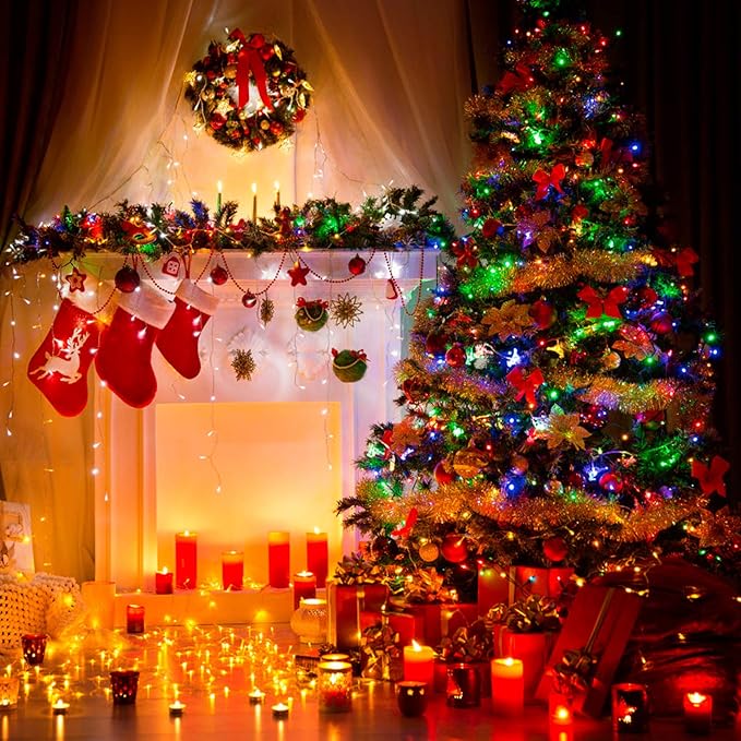 Decute 800 LED 272FT Christmas String Lights 8 Modes with Timer Function, Waterproof Twinkle Fairy Lights for Christmas Tree Party Wedding Yard Garden Outdoor Indoor Decorations, Multicolor