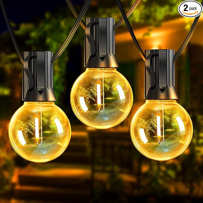Outdoor String Lights with Dimmer, 2 Pack 35.5FT LED Patio Lights for Outside with 15+1 Shatterproof G40 Globe Bulbs UL Listed IP65 Waterproof Hanging Lighting for Backyard Balcony Bistro Party Decor