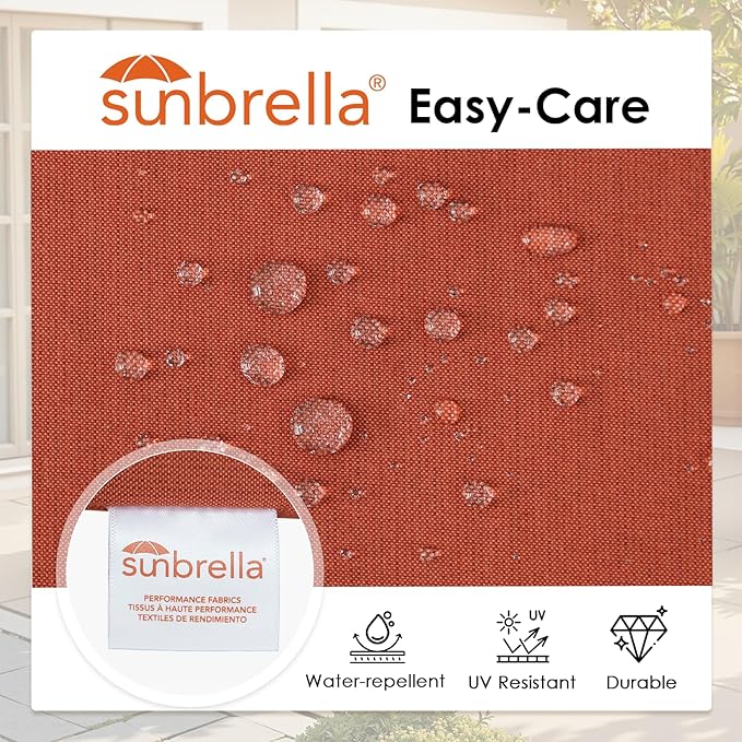 Outdoor Sunbrella Square Corner Seat Cushion, 19"x19"x3", Set of 4, Non Slip Seat Cushion Pads with Removable Cover for Patio Furniture, Garden Yard Lawn, Spectrum Grenadine