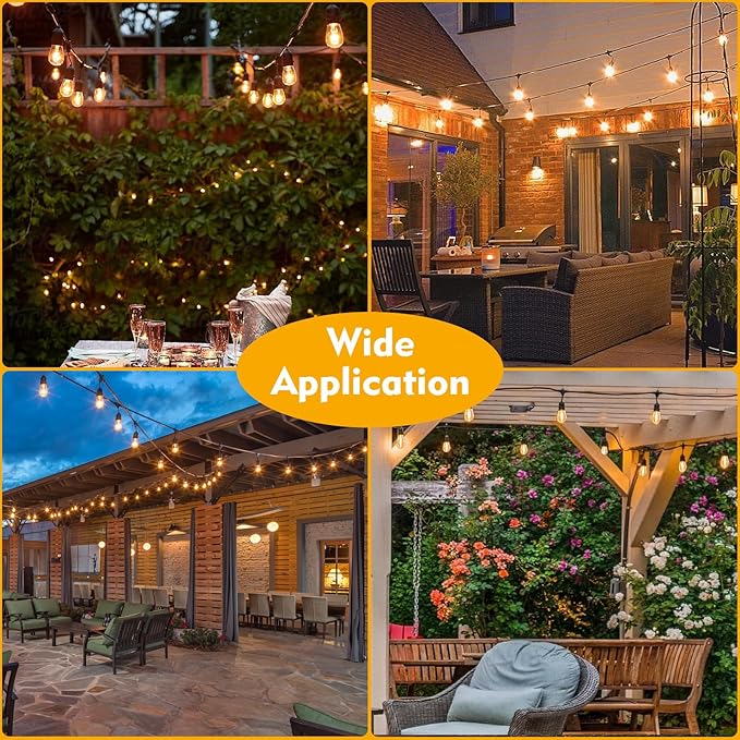 48 Pack LED S14 Replacement Light Bulbs, Shatterproof Outdoor 1 Watt to Replace 11Watts String Incandescent Bulb, Dimmable, E26 Regular Medium Screw Base, 2200K Warm White