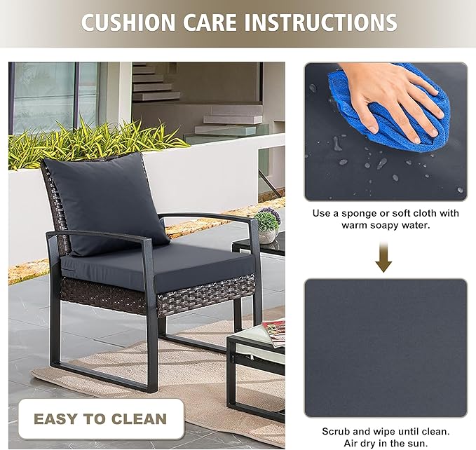 24x24 Inch Outdoor Cushions for Patio Furniture, Waterproof Outdoor Chair Cushions w/Fade-Resistant, Removable & Machine-Washable Covers, Deep Seat Sofa/Couch Pads Replacement, Dark Grey