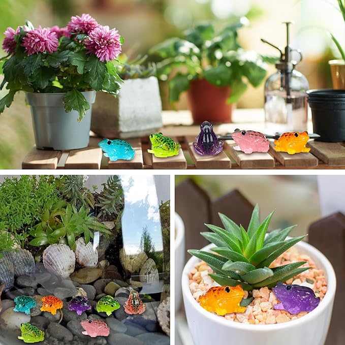 Barydat 40 Pcs Miniature Frog Figurines Luminous Mini Resin Frog Figures Model Garden Decor DIY Terrarium Craft Ornament Accessories for Moss Landscape Decoration (1.38 x 1.18 Inch)