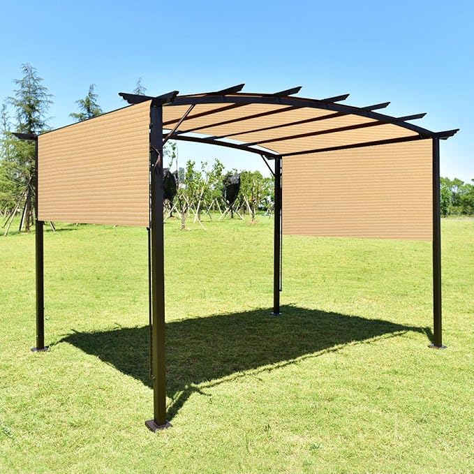 Eden's Decor Straight Flat-Edged Sun Shade Sail Rectangular 12' x 20' Beige UV-Blocking Outdoor Canopy Fabric Cloth Awning for Pergola Patio Garden Backyard Custom Size