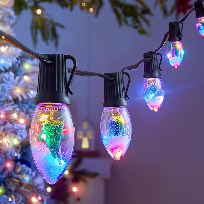C9 LED Christmas Lights Outdoor, 25 Ft C9 String Lights with 20 Shatterproof LED Bulbs, 3 Light Mode, Connectable Waterproof Christmas Tree Lights for Outside Indoor Holiday Garden Decor, Multicolor