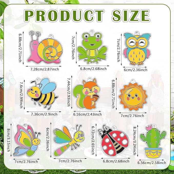 30 Sets Suncatchers Window Art Kits, DIY Sun Catchers Bulk Crafts Paint Your Own Window Ornaments for Boys Girls Classroom Home Party Birthday Activity Decor (Vibrant Style)