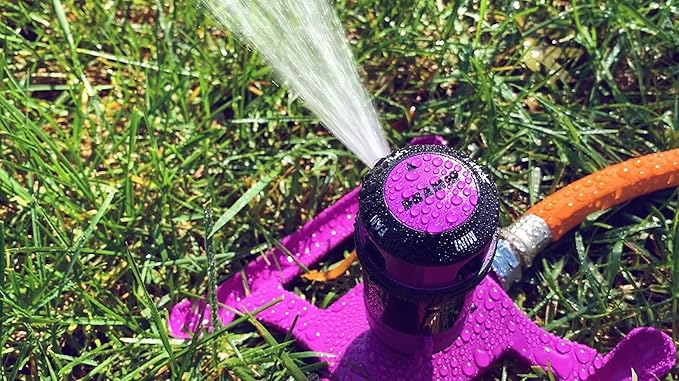 Dramm ColorStorm Gear Drive Sprinkler on Heavy Duty,Durable Metal Base, 4 Patterns, Ideal for Small, Medium & Large Areas with Pass Through Feature, Berry, 40 Foot Diameter