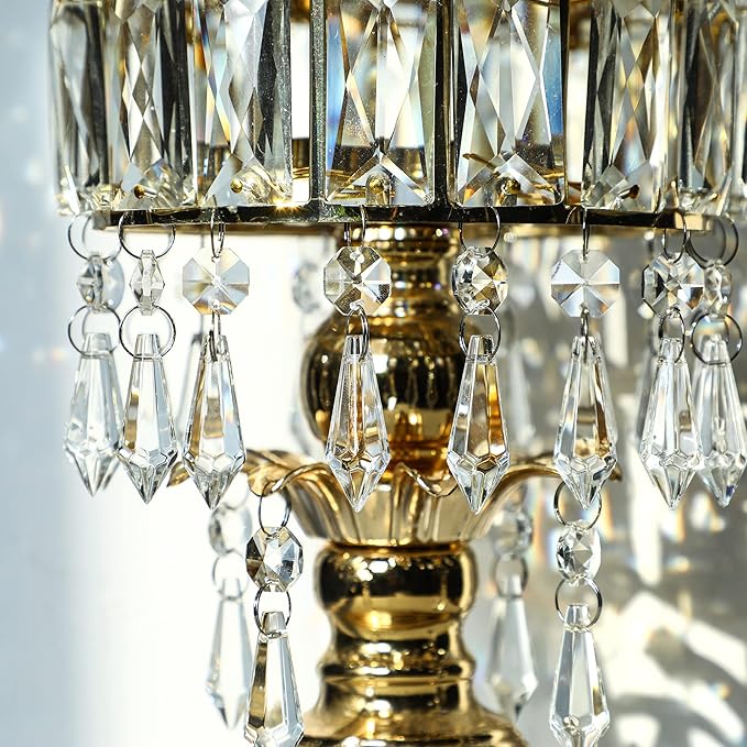 HDCRYSTALGIFTS Clear Chandelier Icicle Crystal Prisms Octogan Glass Bead for Lamp Decoration,Pack of 50 (38mm&Silver Circle Clips)