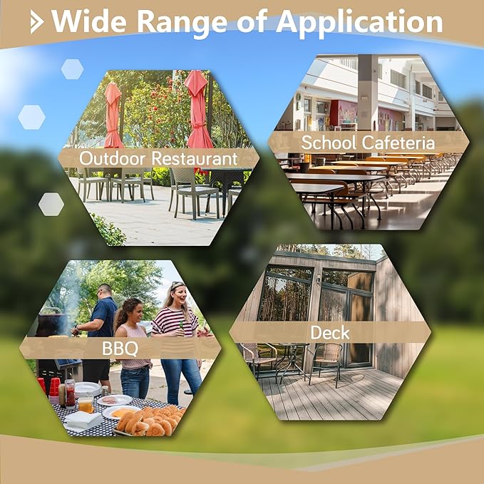 72'' Steel Rectangular Picnic Table for Outdoors, Expanded, Lifetime Picnic Table with Umbrella Hole, Heavy Duty Sturdy Commercial Picnic Tables for Garden Courtyard BBQ, Black