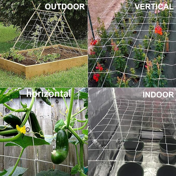 All-Weather Trellis Netting Mesh Plant Garden Vine Growing Flexible String Net (3.5" Mesh ployester, 5' Wx 30'L)