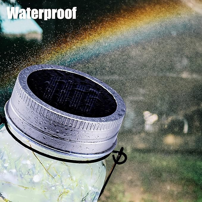 30 LED 10 Packs Mason Jar Lights with Hangers Colorful Solar Mason Jar Lids Fairy String Light Outdoor for Patio Yard Garden Decor Christmas Wedding Party Lights (NO Jars)
