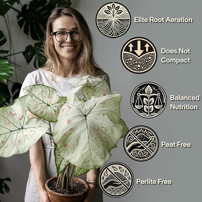 Craft Aroid Potting Mix- Elite Alocasia, Philodendron, Monstera Soil Mix, Chunky, Well Draining Potting Soil for Indoor Plants, All Tropical Plants & Houseplants, Synthetic & Peat Free 8QT