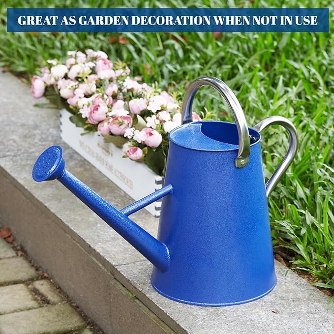 1.5 Gallon Watering Can for Outdoor Plants,Large Metal Plant Watering Pot with Removable Spout,Flower Garden Water Can Watering Pot,Galvanized Steel Watering Can with Stainless Steel Handles，Navy