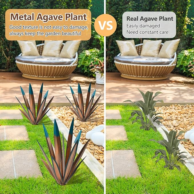 2pcs Metal Tequila Country Sculpture DIY Tequila Plant Home Decor Country Tequila Garden Ornament Indooutdoor Statuette Patio Lawn Patio Stake Decoration Gift to The Garden 12“