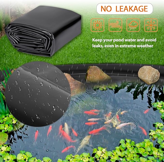 Pond Liners 10 x 15 Feet, Easy Cutting LDPE Pond Liner 20 Mil, High Preformed Koi Pond Liner for Ponds, Streams, Fountains and Garden Waterfall