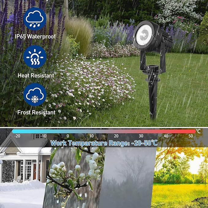 T-SUNUS Solar Spot Lights Outdoor White 4 Pack 6000K, IP65 Waterproof Landscape Spotlights with Separate Solar Panel & 9.8ft Cable Auto On/Off for Flag Pond Trees Driveway Garden Pathway Pool Area