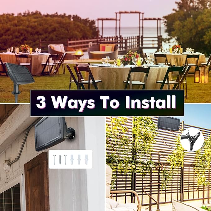 50FT Solar String Lights for Outside – Multicolor & Warm White G40 LED Bulbs, 8 Modes, Shatterproof Waterproof Solar Powered Outdoor String Lights with USB Charging, Patio Lights for Gazebo, Camping