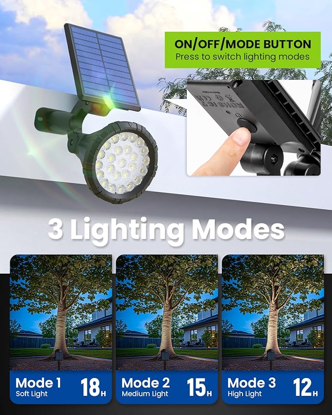 Solar Spot Lights Outdoor Waterproof, Solar Powered Flag Lights Halloween Lights, Landscape Spotlights for Tree, House, Yard, Garden, Christmas Decorations-4 Pack