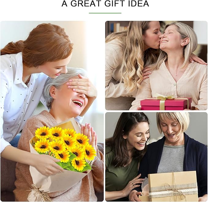 4 Pack Solar Sunflower Garden Lights 24 Vibrant Sunflowers LED Outdoor Decorative Stake Lights for Yard, Patio, Lawn, Pathway, IP65 Waterproof, Gardening Gift for Mom, Grandma, and Friends