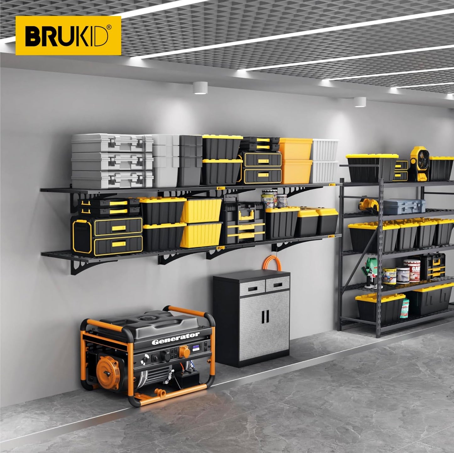 1.64x4ft Adjustable Rail Wall Garage Storage Shelf, for Tool Room, Storage Room, Store Supermarket Wall Storage Shelving Rack (4 Pack-Black)